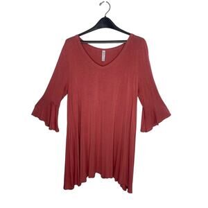 Paisley Grace women's medium dress simple knit swing orangey apricot mauve